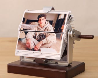 Álbum de fotos personalizado con manivela - Libro animado de tus recuerdos, libro animado de recuerdos en movimiento, regalo de aniversario para él, regalo del Día del Padre