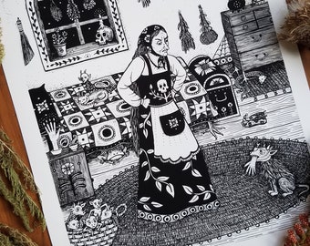 Witch's Familiars - 8x10 Archival Dark Art Print