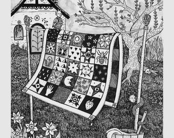 Cottage Quilt - 8x10 Archival Dark Art Print
