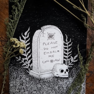 Death Plan - 5x7 Archival Dark Art Print - Death Positive Ink Illustration