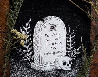 Death Plan - 5x7 Archival Dark Art Print - Death Positive Ink Illustration