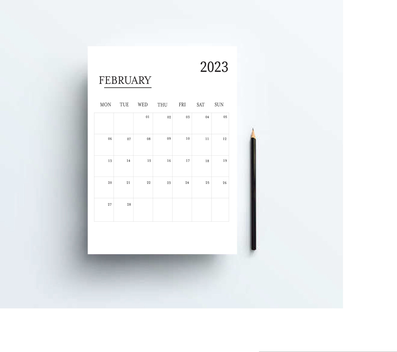February 2023 Monthly Calendar PDF A4 Printable Instant | Etsy