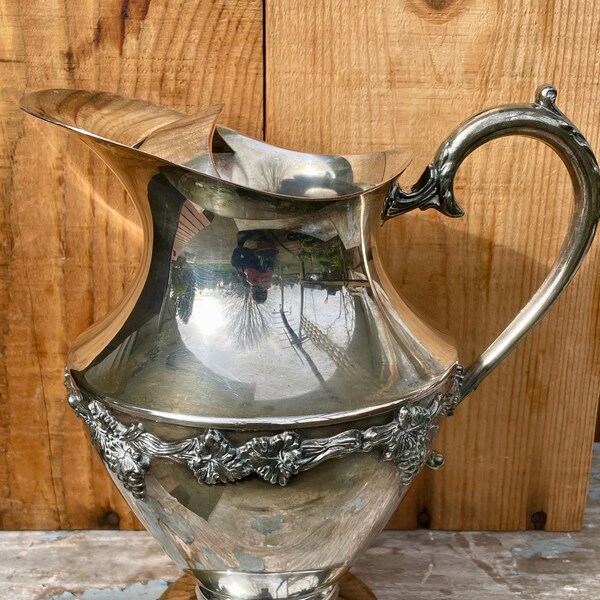 Pitcher / Ewer - B.M. Mounts Silverplate Over Copper - 8.5" tall - Nice Patina - Made in Canada