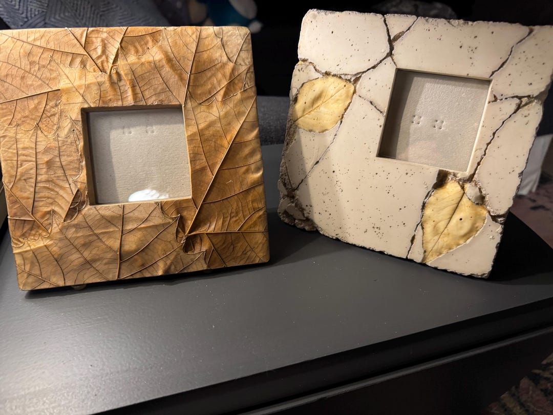 Faux Stone Picture Frames, Leaf Fossil Design, 8x8, Pair - Etsy