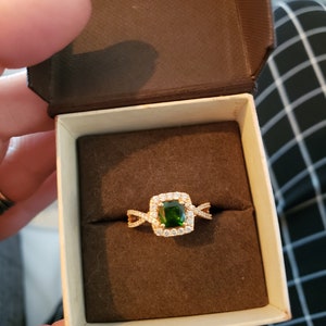 LeVian 14k strawberry gold 2 ctw diamond and tsavorite garnet engagement ring