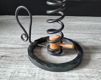Vintage hammered wrought iron courting candle