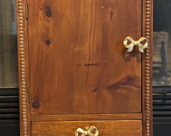 Vintage Cottage Core handmade solid wood cabinet 21.5x 16.5x5 inches Free Shipping