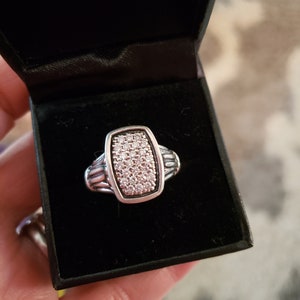 Lagos Caviar stunning natural diamond cluster 925 18k white gold tulip style ring