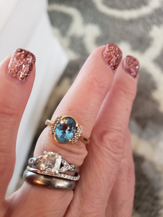 Fantastic Designer Kristina Vintage 3 Carat Topaz Diamond Ring