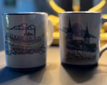 Vintage pair of Louisville Stoneware Kentucky Derby mugs Free Shipping