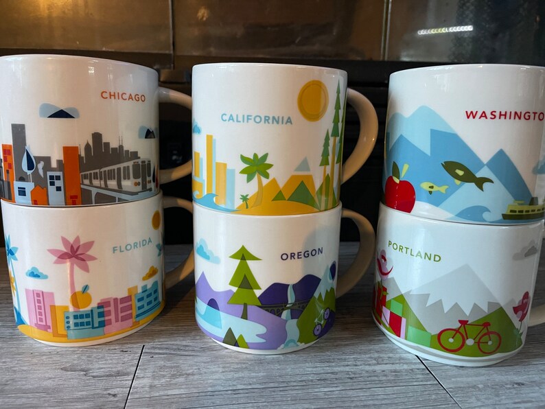 Discontinued Starbucks you Are Here Destination Mugs Shipped Free, You