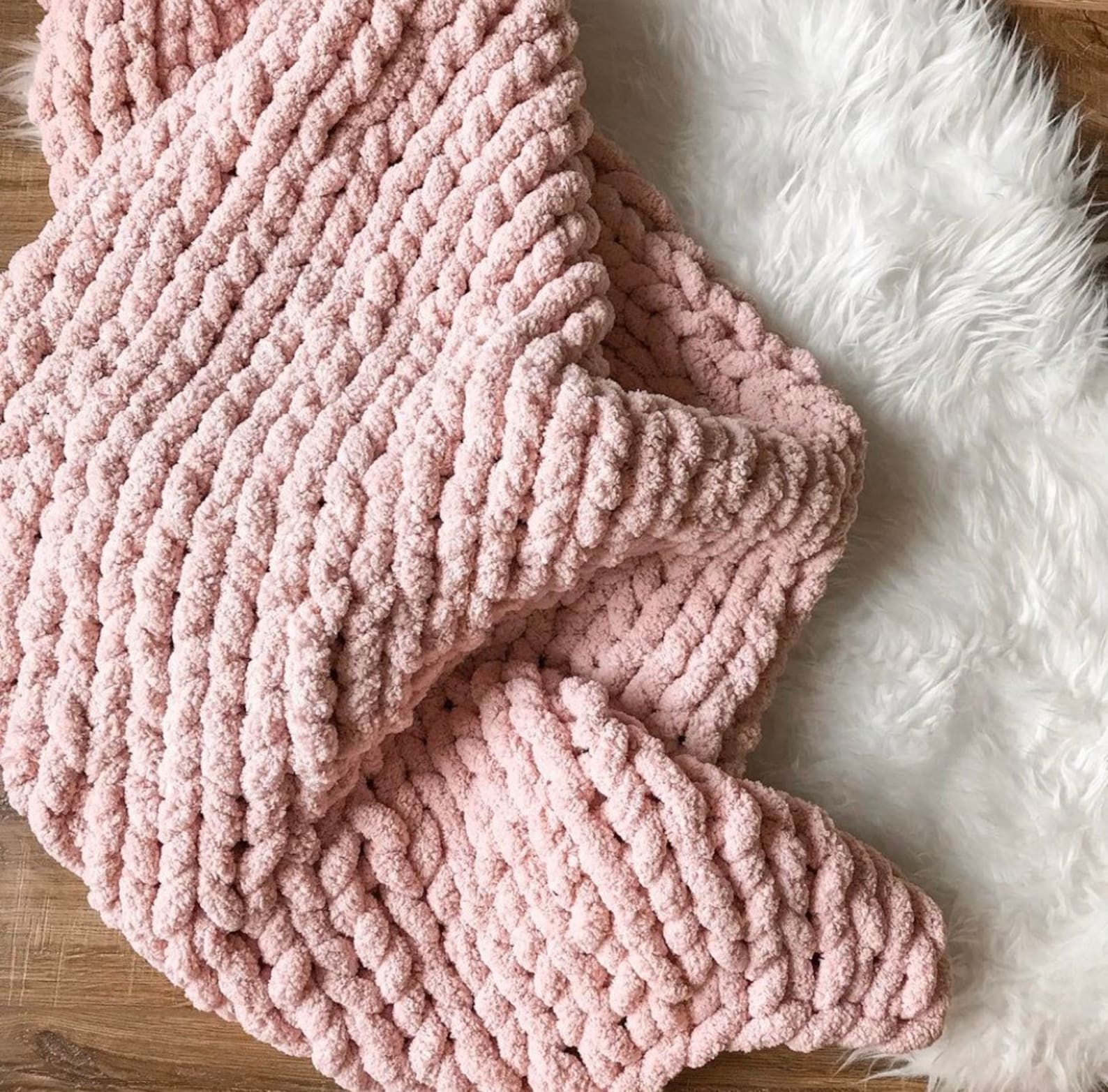 Chunky Knit Blanket Jumbo Chenille Blanket Hand Knit Etsy