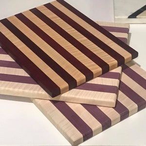Handcrafted Cutting/Charcuterie/Cheese Board - Sustainable Curly Maple and Purple Heart