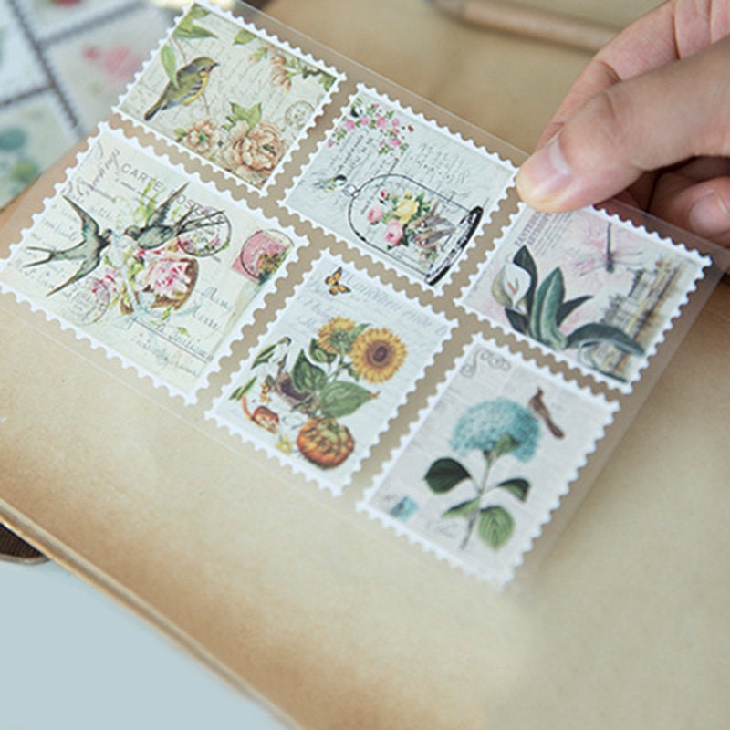 Retro Stamps Postage Stickers Floral Postage Stickers Etsy
