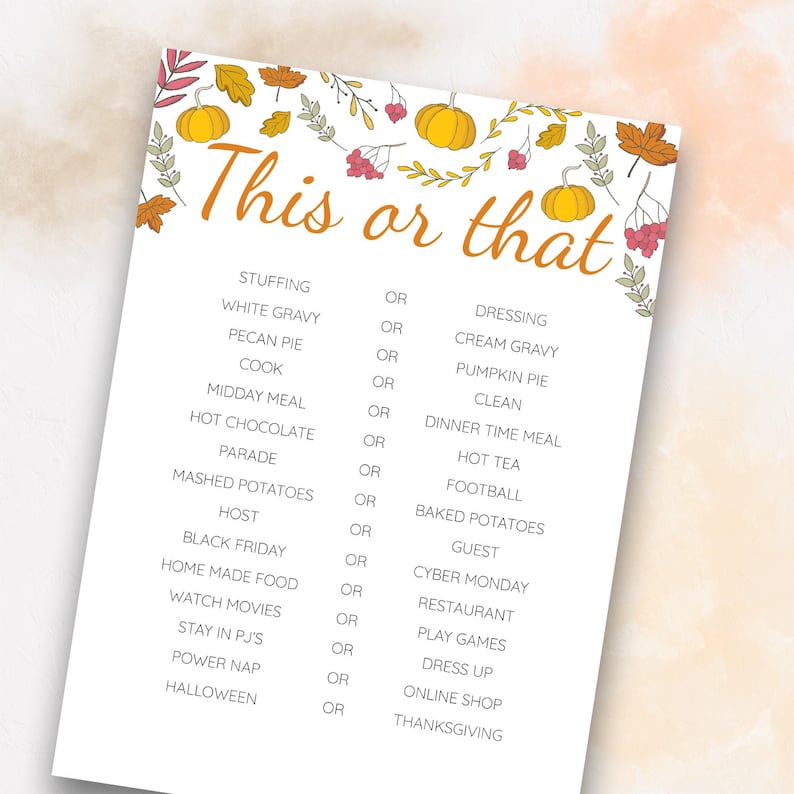 Thanksgiving Would You Rather Printable Free Thanksgiving Would You Rather Printable Free