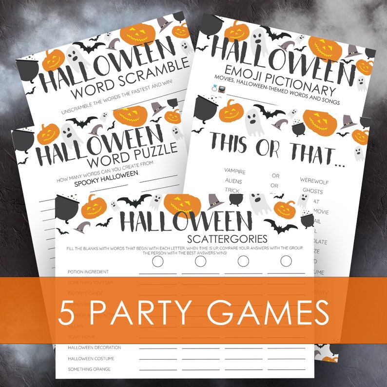 Teen Virtual Halloween Halloween Games Adult Halloween Game Halloween Party Games Halloween Games Printable Bundle Instant Download