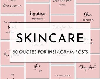 80 Instagram Posts Skincare Esthetician, Skincare Quotes, Social Media Posts, Instagram Med Spa Quotes, Premade Instagram Templates, Pink IG