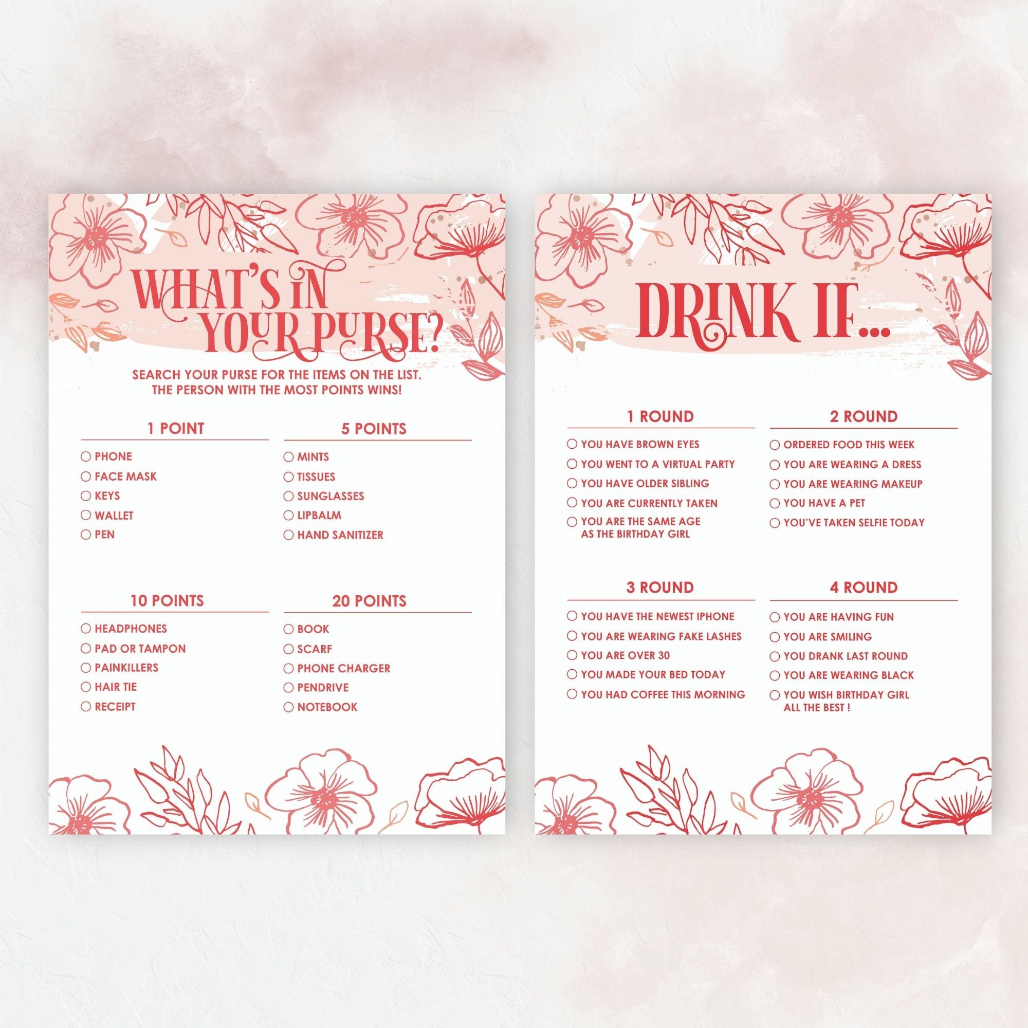 6 Adult Birthday Party Games Bundle, Virtual Zoom Birthday, Game for