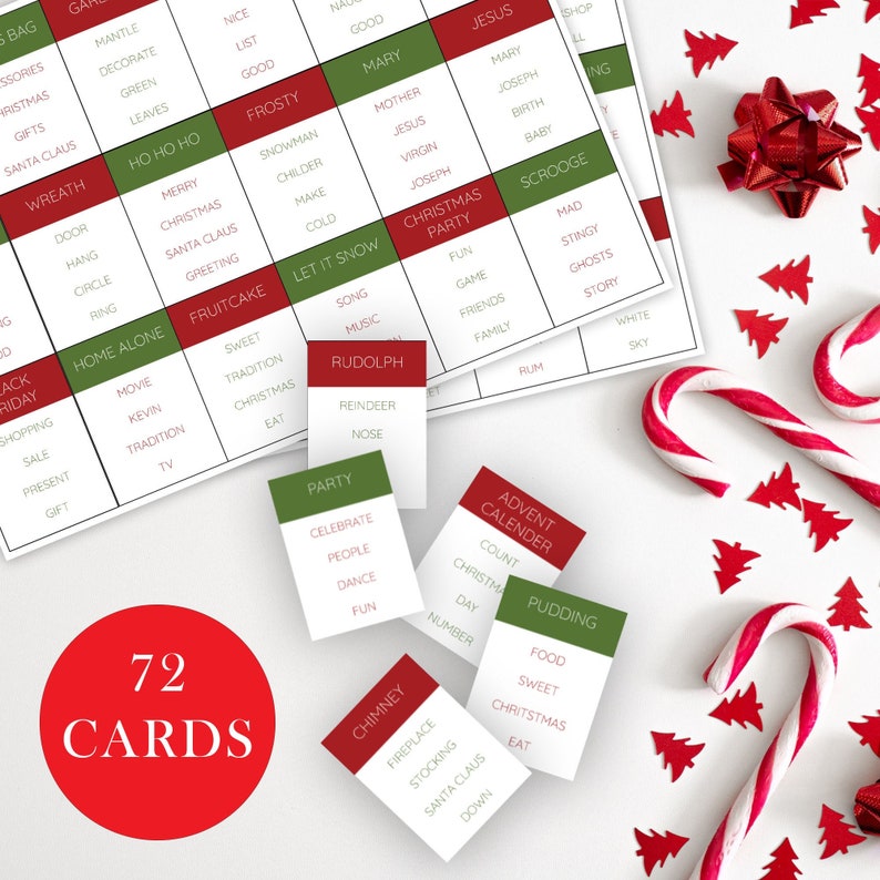 Christmas Taboo Game Christmas Games Printable Christmas Etsy