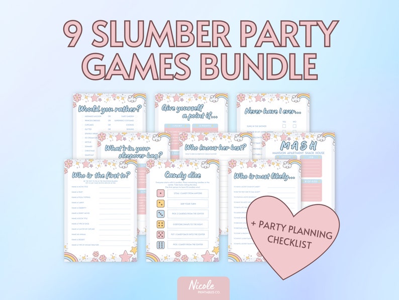 9 Party Games Bundle Tween Girls' Dreamy Bundle, Instant Printables ...