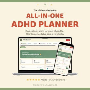 ADHD Digital Planner, Habits, Meals, Budget and Routine Tracker for Neurodivergent Minds, All-in-One Browser-Based Task Manager Life planner