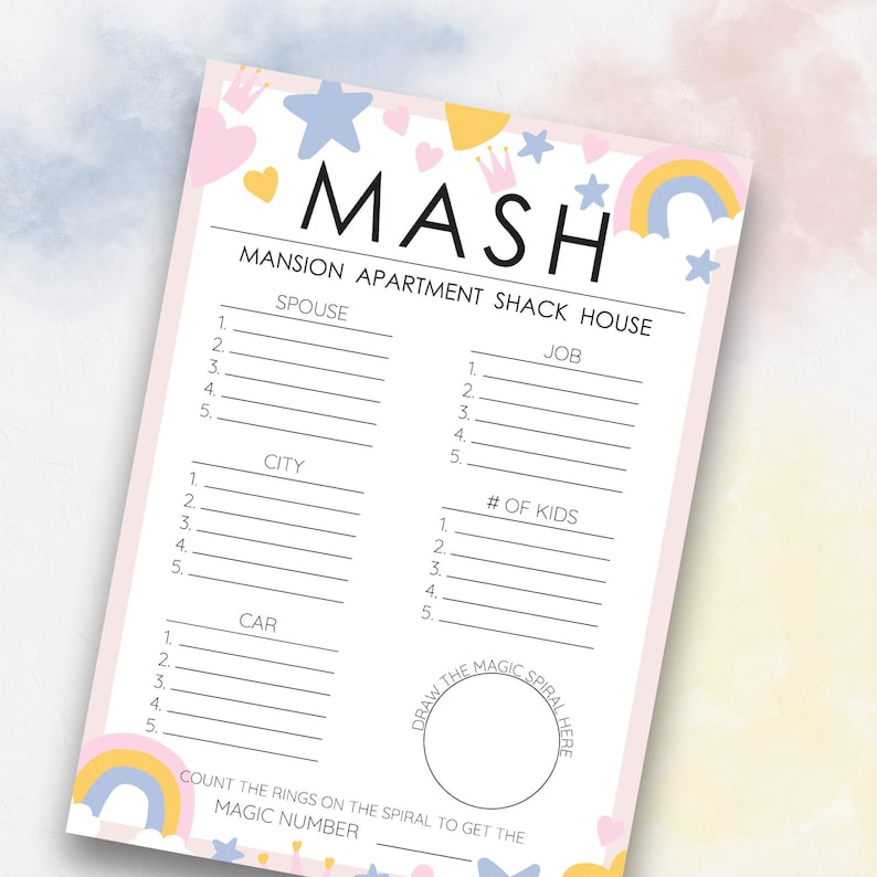 mash game slumber party girls birthday games sleepover etsy