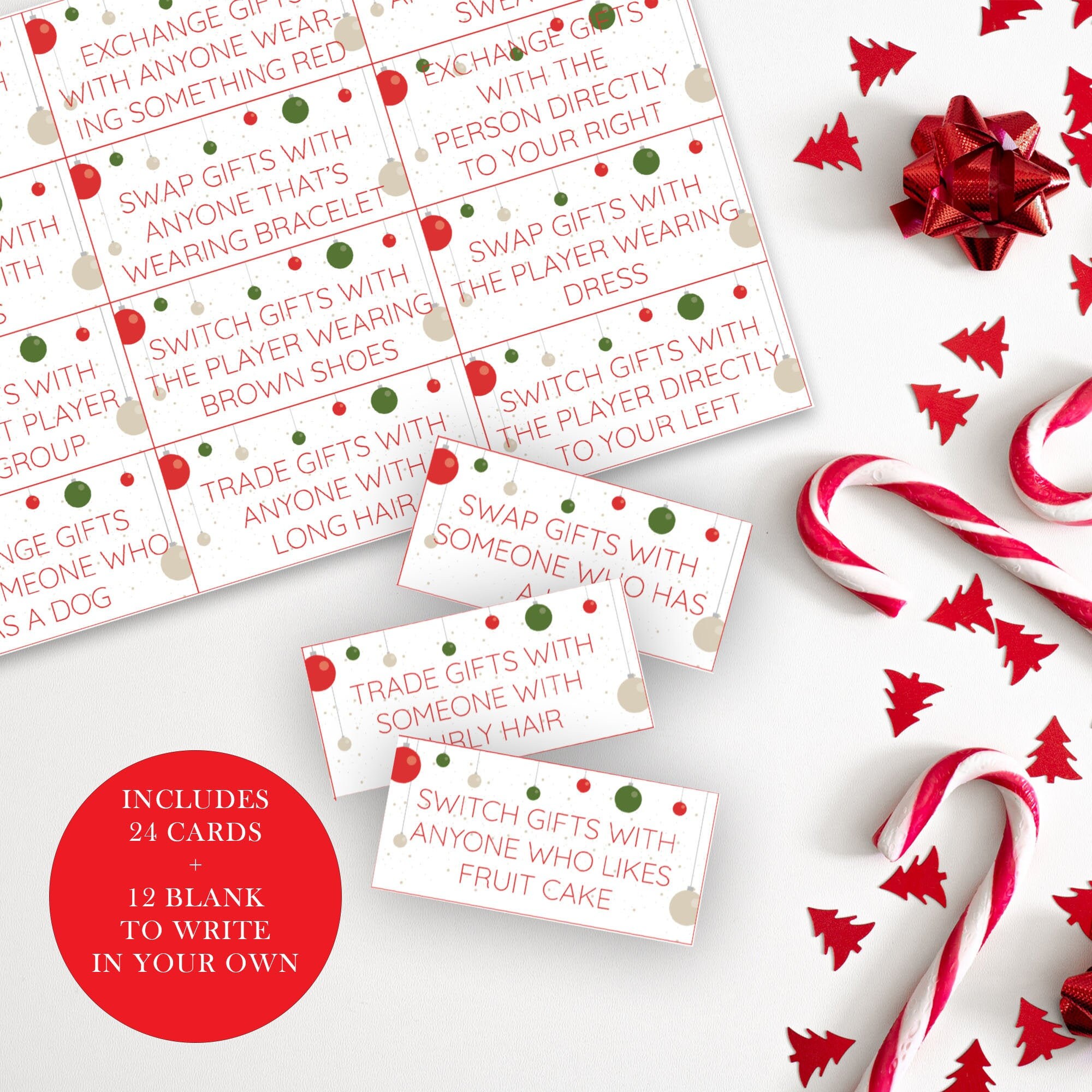 Christmas Gift Exchange Fun Cards Game, Christmas Games Printable