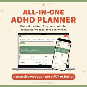 ADHD Digital Planner, Habits, Meals, Budget and Routine Tracker for Neurodivergent Minds, All-in-One Browser-Based Task Manager Life planner