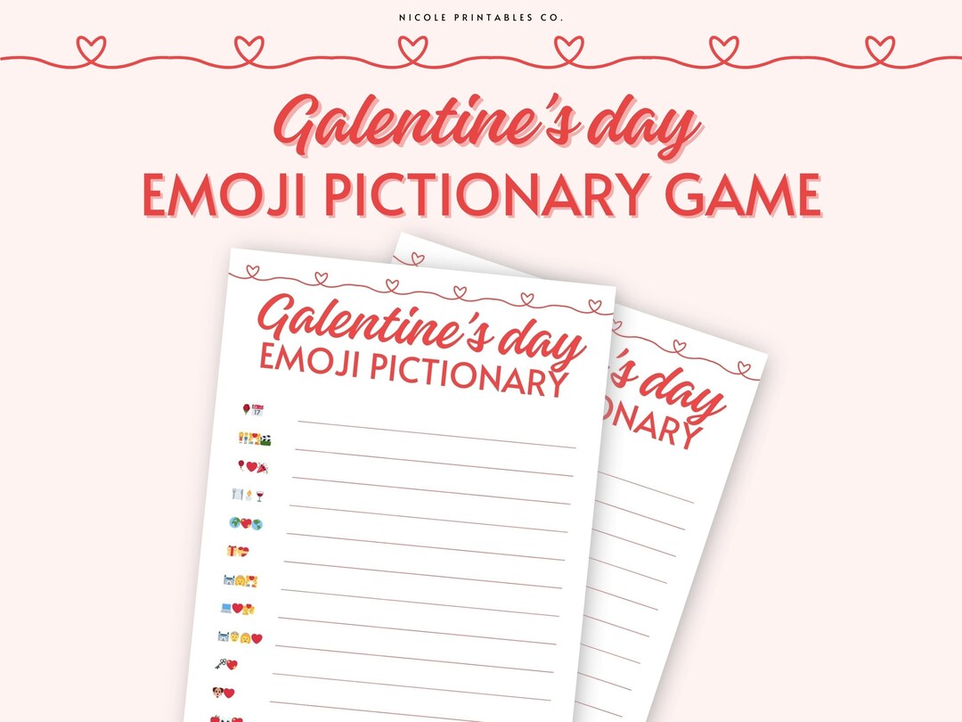 Emoji Pictionary Printable Galentine's Day Party Game for Adults and ...