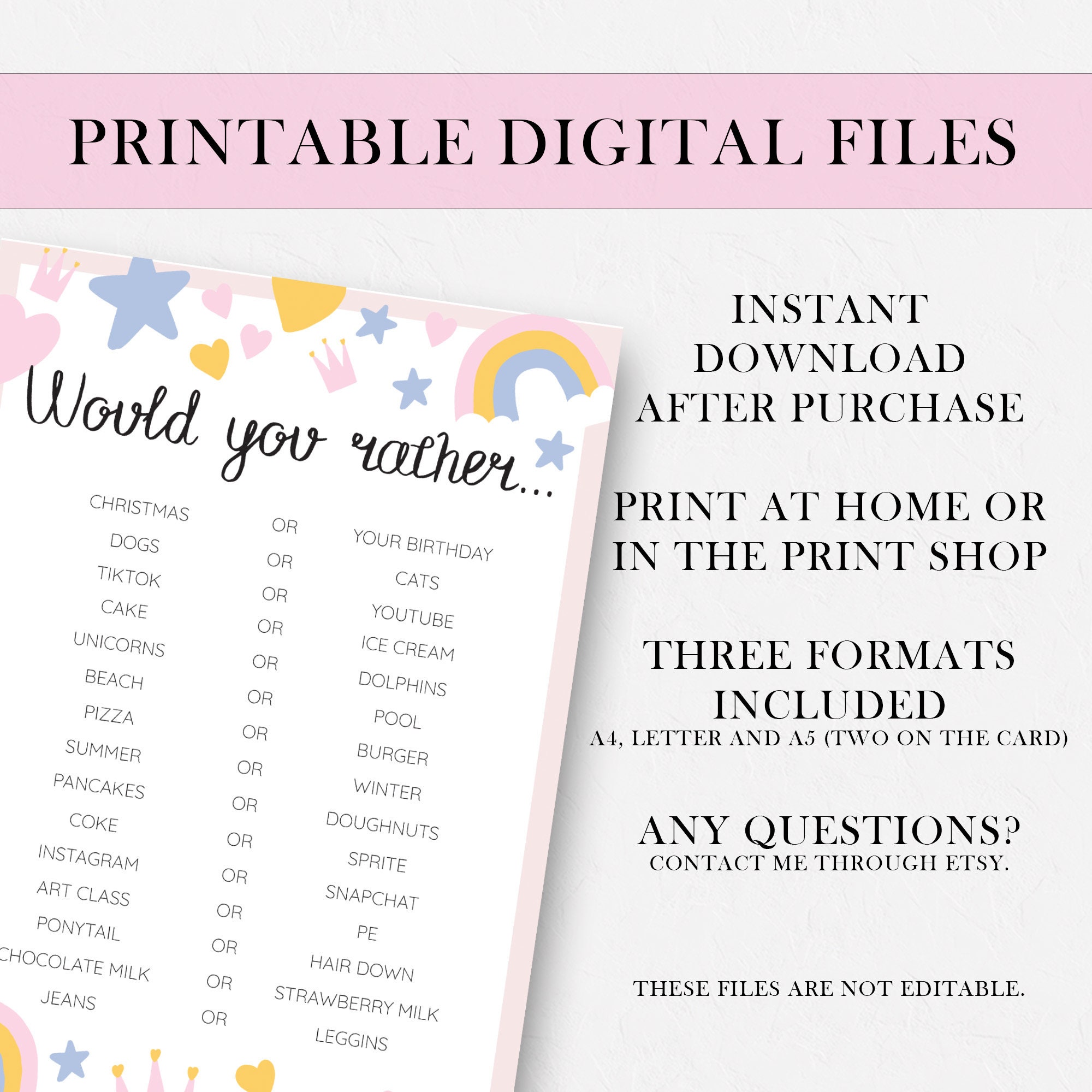 Free Printable Would You Rather Game - Play Party Plan