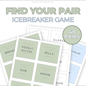 Trouvez votre jeu Icebreaker en couple, fête de bureau imprimable, rassemblement et jeu d’activités en classe, activité de team building amusante, trouvez votre match