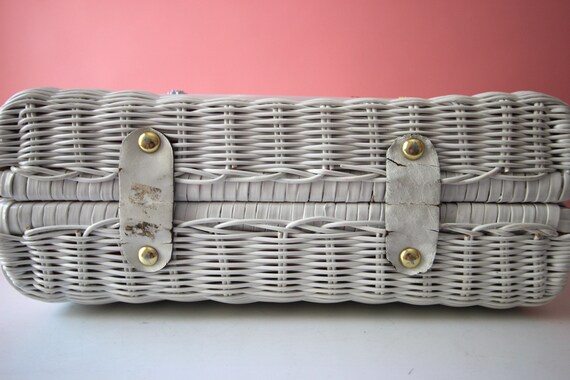 Vintage White Wicker Handbag | Basket Purse | 195… - image 6