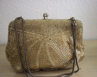 Vintage Delill Handbag | Gold beads | Handmade | Wedding | 1950s-60s