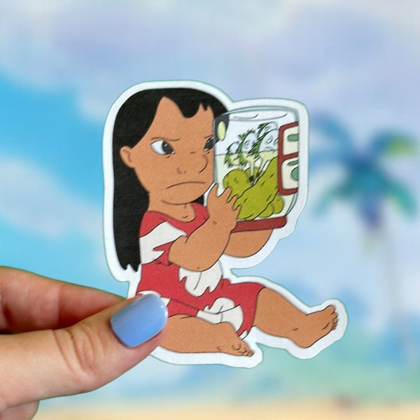 Lilo with Pickle Jar Sticker | Disney | Voodoo Doll | Luau | Stitch | Hawaii | Waterproof Vinyl | Hydroflask | Laptop Decal | Planner