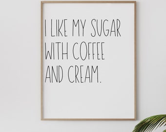 Coffee and Cream Print, Minimalist Kitchen Decor (Digital Download)