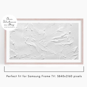 May include: White abstract art print with a textured, brushstroke effect. Perfect fit for Samsung Frame TV: 3840x2160 pixels.