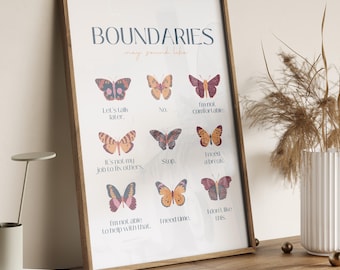 Butterfly Boundaries Poster, Mental Health Print