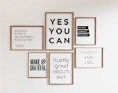 Home Office Decor Prints, Set of 6 Motivational Quotes (Digital Download)