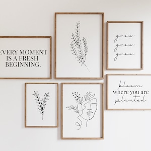 Floral Growth Quotes Print Set, Gallery Wall Art (Digital Download)