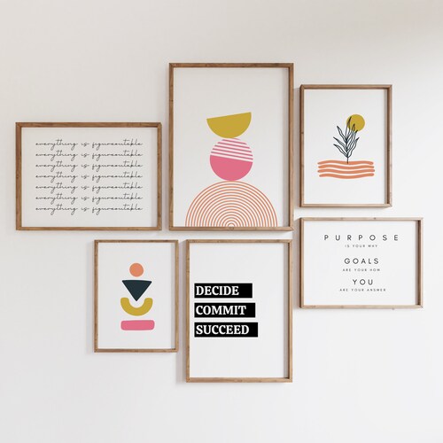 Home Office Set Set of 6 Prints Office Wall Decor Home Etsy