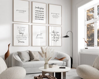 Home Office Decor Prints, Set of 6 Motivational Quotes (Digital Download)
