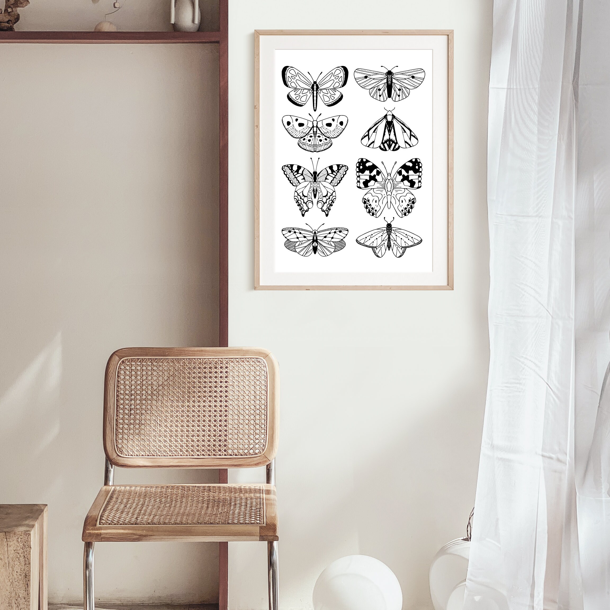 Black and White Butterfly wall art butterfly chart poster Etsy