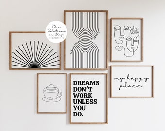 Home Office Wall Art Prints, Set of 6 (Digital Download)