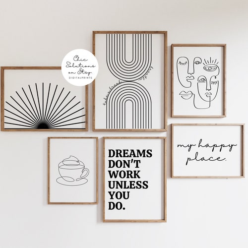 Home Office Set Set of 6 Prints Office Wall Decor Home Etsy