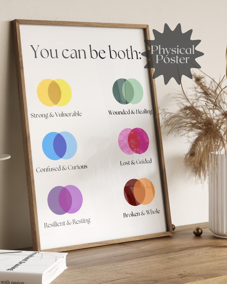 You Can Be Both Therapy Poster | Therapist Office Wall Art | Mental Health Decor | Modern Counseling Print | UNFRAMED POSTER image 1