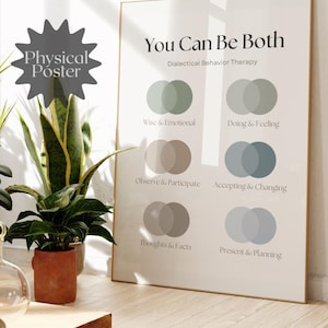 May include: A framed poster with the text "You Can Be Both" and the words "Dialectical Behavior Therapy." The poster features six pairs of overlapping circles in shades of green, brown, and blue. A "Physical Poster" sticker is in the upper left corner.