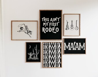 Western Wall Art Prints | Cowboy Decor Set of 6 (Digital Download)