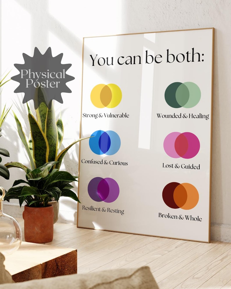 You Can Be Both Therapy Poster | Therapist Office Wall Art | Mental Health Decor | Modern Counseling Print | UNFRAMED POSTER image 7