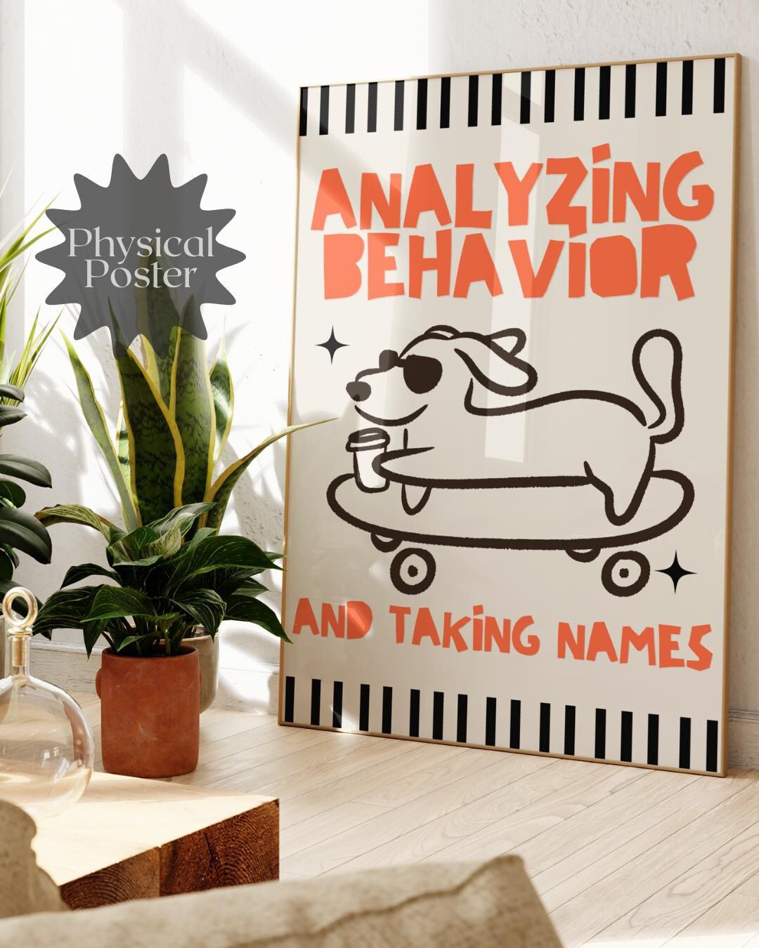 Humor Aba Design Funny ABA Therapist Poster, Dachshund Skateboard Art - Etsy