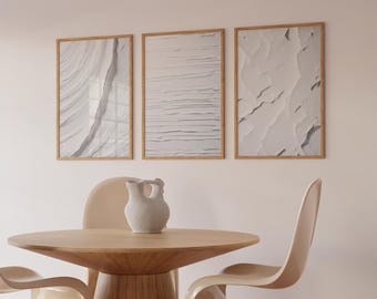 Textured White Wall Art Prints, Abstract Modern Set (Digital Download)